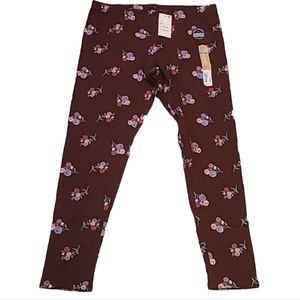 THEREABOUTS GIRLS BURGUNDY FLORAL LEGGINGS PANTS SIZE XL 18.5 PLUS